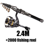 1.5M-2.4M Telescopic Fishing Rod combo and Fishing Reel Full kit