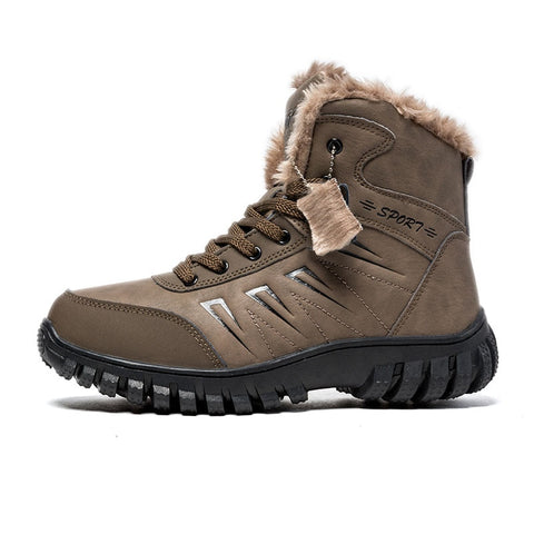 Genuine Leather Mens Hiking Shoes Winter