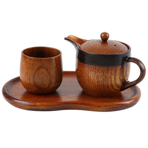 2PCS/Pack Natural Lacquer Environmental Friendly Wooden Tea Set