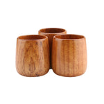 3PCS 100ML Japanese Style Teacups Natural Wooden Drinkware Set