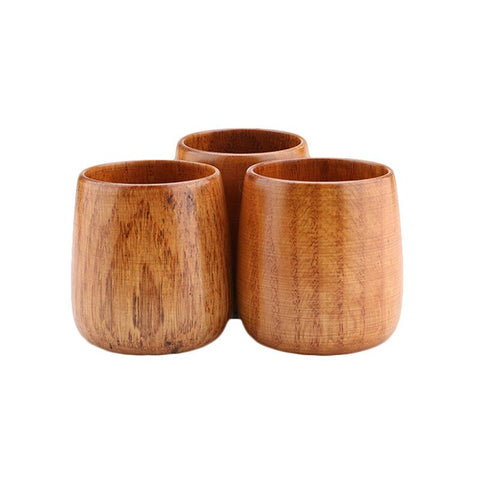 3PCS 100ML Japanese Style Teacups Natural Wooden Drinkware Set